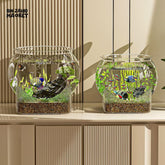 CLEAR TRANSPARENT ROUND AQUARIUM – DESKTOP MICRO-LANDSCAPE ECO FISH TANK DROP-RESISTANT ORNAMENTAL DECOR